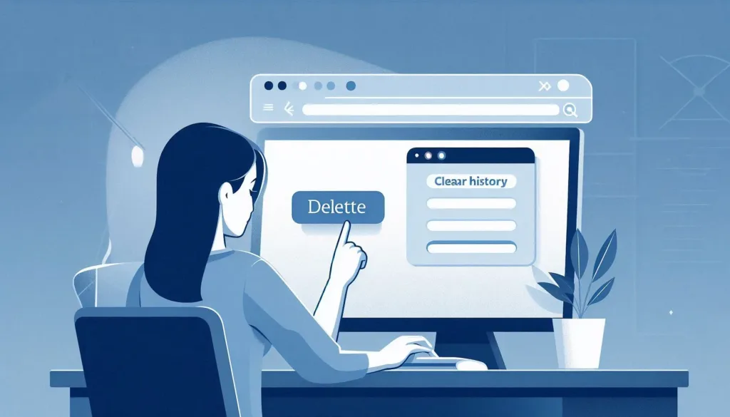 A person deleting old or unused online accounts or cleaning up search history.