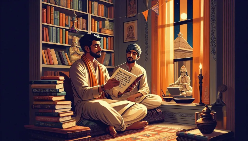 मराठी कविता सुनाते हुए एक मित्र: भारतीय संस्कृति और परंपराएं