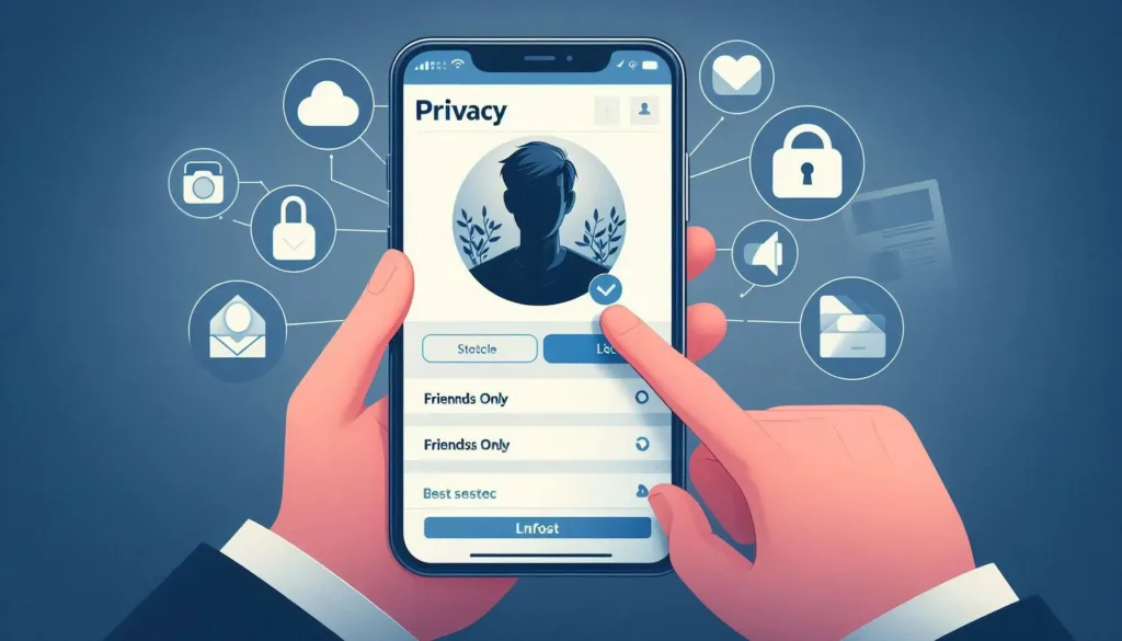 Social media settings screen showing privacy options.