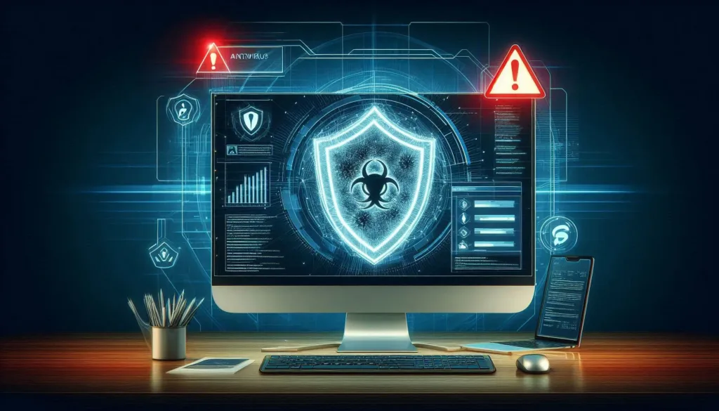 A computer screen with an antivirus scan in progress or an antivirus software interface.