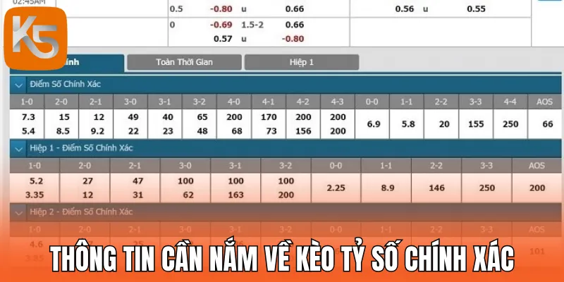 Thông tin cơ bản về kèo tỷ số chính xác